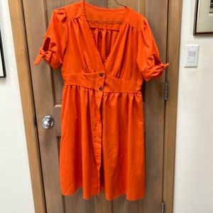 Lightweight summer dress. Linen-like fabric. Probably synthetic.